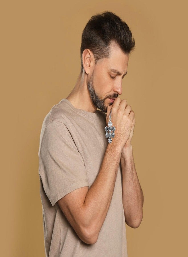 SANDOO Pardon Crucifix Necklace with St Benedict Medal - Cruz Del Perdon Catolica,Crucifijo Del Perdon,Regalo Religioso Católico De Plata Para Hombres Y Mujeres - Image 4